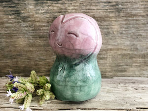Happy Jizo friend sculpture | Shinto raku guardian statue kamidana shrine, hope