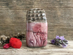 Tiny summer fairie cottage spirit house raku ceramic sculpture