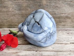 Gentle Jizo calm raku statue | guardian sculpture for Shinto shrine