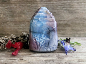 Tiny winter cottage fairie spirit house raku ceramic sculpture