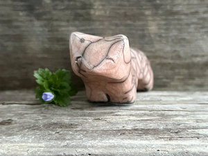 Happy kitsune fox kami nature spirit raku statue | Shinto shamanism sculpture