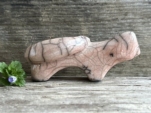 Happy kitsune fox kami nature spirit raku statue | Shinto shamanism sculpture