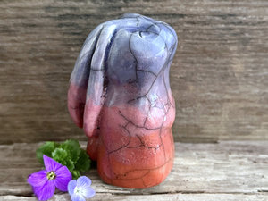 Dawn rabbit kami spirit guardian sculpture | Shinto shamanism raku bunny figure
