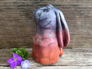 Dawn rabbit kami spirit guardian sculpture | Shinto shamanism raku bunny figure