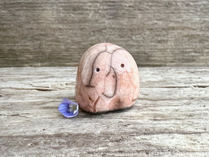Tiny nature spirit friend (peach) | Shinto talisman sculpture, shamanism guardian statue