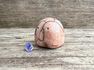 Tiny nature spirit friend (peach) | Shinto talisman sculpture, shamanism guardian statue
