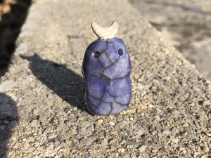 Wild mountain moon nature spirit winter magic kodama | Shinto Shamanism pagan raku statue for altar, shrine | rewilding, healing, protection