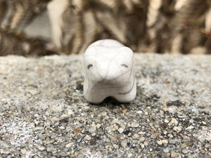 Little white bear guardian nature spirit raku statue | Shinto kamidana shrine, shamanism, pagan | animal guide sculpture, protector, polar