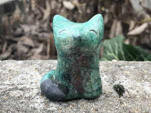 Kitsune fox peace spirit kami | Inari Okami Shinto shrine, shamanism, pagan altar | animal guide statue for protection, fertility, joy