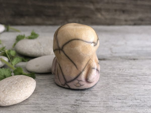 Baby bird kami nature guardian spirit raku sculpture | Shinto kamidana shrine statue, pagan, shamanism | animal totem, chick, spring