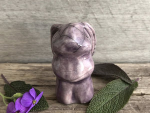 Spirit hare kami, nature elemental guardian raku statue | Shinto kamidana shrine sculpture, pagan guardian, protection, usagi, rabbit, bunny
