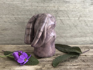 Spirit hare kami, nature elemental guardian raku statue | Shinto kamidana shrine sculpture, pagan guardian, protection, usagi, rabbit, bunny