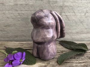 Spirit hare kami, nature elemental guardian raku statue | Shinto kamidana shrine sculpture, pagan guardian, protection, usagi, rabbit, bunny