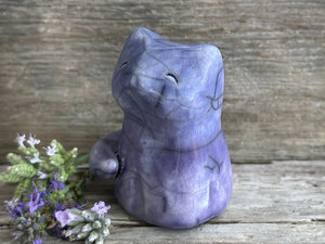 Night moon kitsune fox raku sculpture | Shinto Inari, shamanism totem