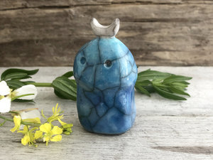 Moon mountain wild nature spirit magic kodama | Shinto Shamanism pagan raku statue for altar, shrine | rewilding, guardian, protection