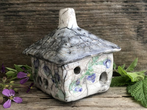 Violet cottage, raku spirit house, kurinuki ceramic | Shinto shrine, pagan altar, shamanism | witch, incense, magical, fairy