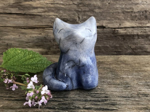 Moon-gazing fox kitsune raku sculpture | Shinto Inari Okami, Shamanism, pagan, kamidana shrine | healing, full moon, protection, rewilding