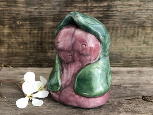 Radish spirit kami raku sculpture | Shinto kamidana shrine, paganism, shamanism | guardian, nature elemental, flower fairy