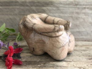 Sweet rabbit nature spirit raku sculpture | Shinto kamidana shrine, paganism, shamanism | protection, bunny, healer, guardian