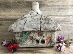 Poppy cottage, raku spirit house, kurinuki ceramic | Shinto shrine, pagan, shamanism | witch, incense burner, magical, fairy