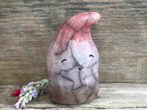 Happy autumn gnome spirit raku guardian sculpture | Shinto shamanism statue