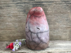 Happy autumn gnome spirit raku guardian sculpture | Shinto shamanism statue