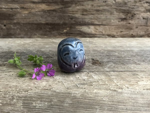 Tiny raku Jizo of gentle peace | Buddha joy talisman | Shinto & Buddhist statue for kamidana shrine | protection, miscarriage, grief