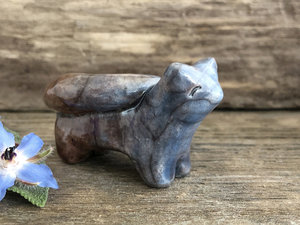 Little kitsune fox nature spirit kami shrine | Inari Shinto kamidana, shamanism, pagan altar raku guardian sculpture | protection, rewilding