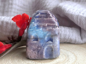 Tiny winter woodland fairie cottage | raku ceramic spirit house sculpture