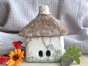 Country cottage sculpture | Shinto, shamanism, wabi-sabi rustic fairie spirit house
