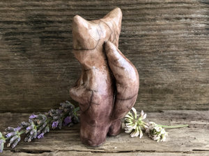 Gentle kitsune fox shaman sculpture | Inari Shinto Shamanism pagan statue altar, shrine | rewilding, guardian, protection, folklore