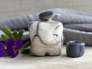 Moon bear guardian spirit raku statue | Shinto kamidana shrine sculpture, shamanism