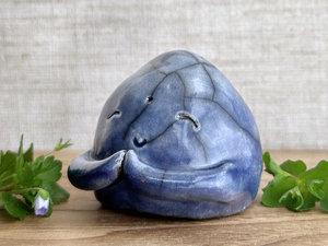 Gentle Jizo calm raku statue | guardian sculpture for Shinto shrine