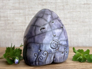 Spiral stone spirit guardian sculpture | Shinto,, shamanism, celtic folk art