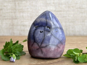 Little winter gnome spirit raku sculpture | Shinto shrine, shamanism guardian