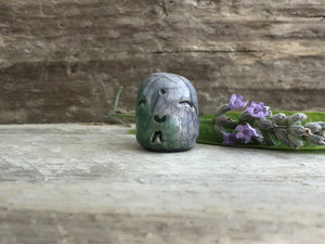 Tiny Jizo of earth sculpture | Shinto joy talisman kamidana shrine raku statue | guardian spirit, protection, grief, loss, climate crisis
