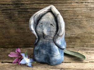 Spirit of winter, ice, & snow guardian kami raku sculpture | Shinto, shamanism