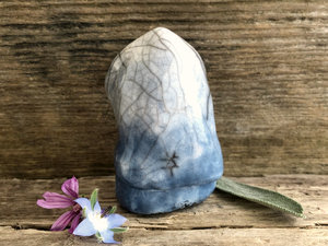 Spirit of winter, ice, & snow guardian kami raku sculpture | Shinto, shamanism