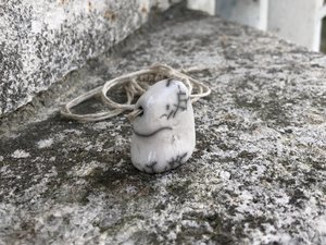 Serenity Jizo raku pendant on adjustable, eco hemp cord | Shinto and Buddhist sculpture | guardian, protection, grief