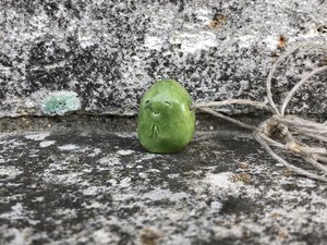 Jizo peace raku pendant on adjustable, eco hemp cord | Shinto and Buddhist sculpture | guardian, protection, anxiety, grief