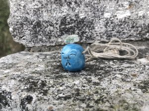 Jizo joy talisman on adjustable, eco hemp | Shinto, Buddhist pendant sculpture | Buddha, anxiety, guardian, grief, joy