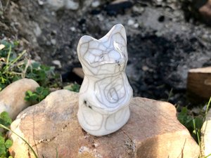 White bear nature spirit raku statue | Shinto, shamanism, pagan altar or kamidana shrine | protection, animal guide, totem