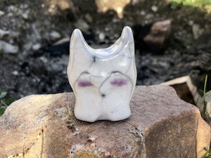 Kami snow elemental nature spirit guide | Shinto shrine raku statue, Shamanism, pagan altar sculpture | Nature table, guardian, rewilding