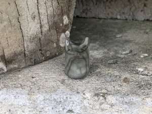 Small grey kitsune pocket fox raku kami statue | Shamanism, animal guide, Inari Okami kamidana shrine | Protection, spirit, totem, rewilding