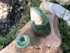Little forest monk | Shinto Jizo Buddha Buddhist raku statue for kamidana or shrine | protection, joy, nature spirit, rewilding, healing