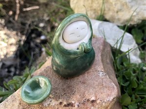 Little forest monk | Shinto Jizo Buddha Buddhist raku statue for kamidana or shrine | protection, joy, nature spirit, rewilding, healing