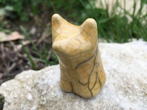Honey bear cub nature spirit raku statue | Shinto, shamanism, pagan altar or kamidana shrine | animal guide sculpture, healing, totem