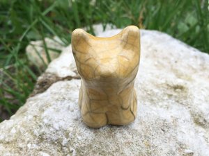 Honey bear cub nature spirit raku statue | Shinto, shamanism, pagan altar or kamidana shrine | animal guide sculpture, healing, totem