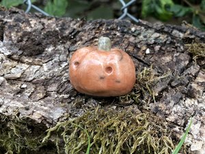 Pumpkin kami nature table raku statue for Halloween, Samhain | jack o'lantern decoration, pagan altar, Waldorf, Shinto shrine, fall, autumn