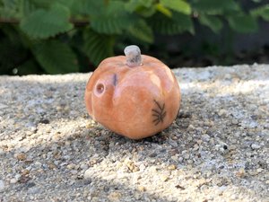 Pumpkin kami spirit nature table raku statue for Halloween, Samhain | jack o'lantern decoration altar, Waldorf, Shinto shrine, fall, autumn